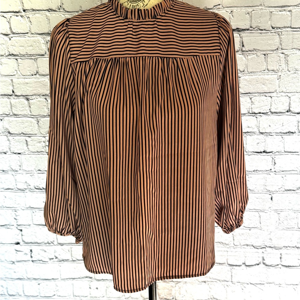Mixed Stripes Cinched Trim Blouse